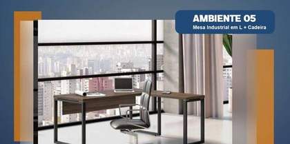 Ambiente 05: Mesa Industrial em L + Cadeira
