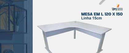 Mesa em L 120x150 Cromada